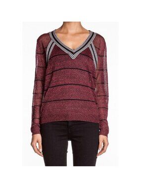 Townsen Clearwater Pullover Sweater Cabernet Wine Red V Neck Long Sleeve NWT